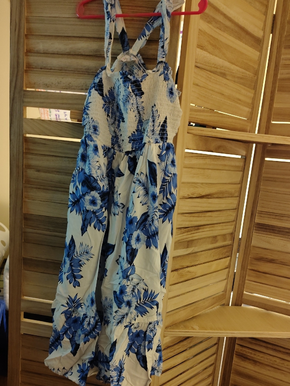 White Sundress with Blue Floral Print